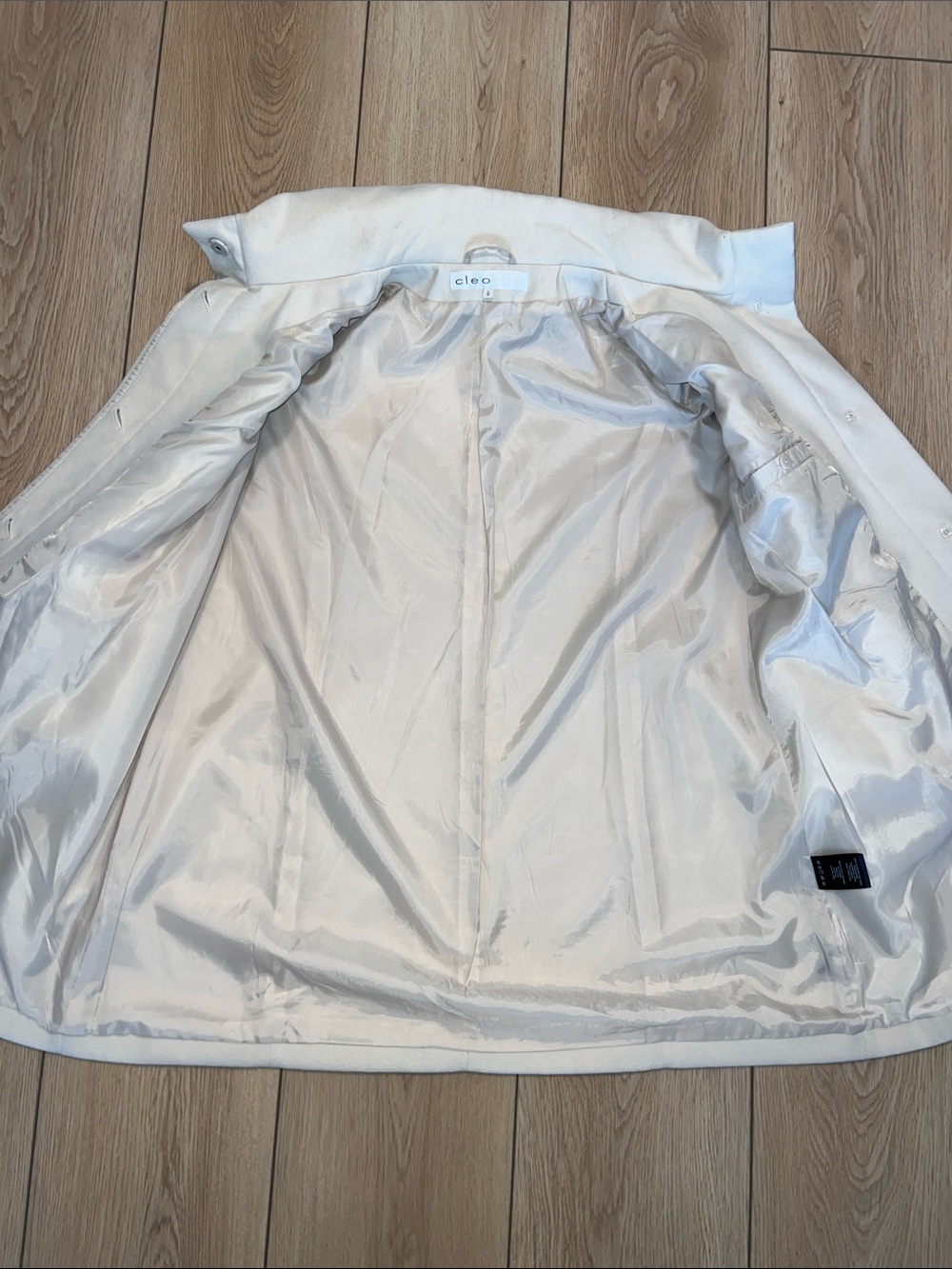 cleo Cream A-Line Stand Collar Trench Coat - Picture 7 of 14